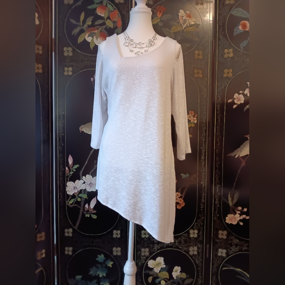 Sympli Cream Cold Shoulder Tunic Top